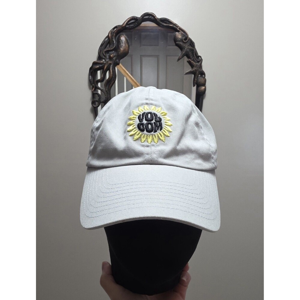Volcom Stone Wonder Sunflower Dad Hat Light Gray Adjustable Strapback Cap OSFM
